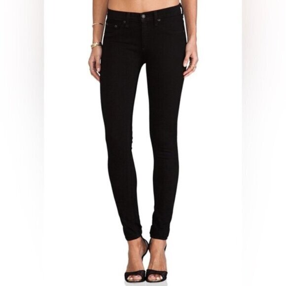 Rag & Bone Legging Skinny Jeans Blackout Denim Mid rise Stretch Size 25 - Picture 1 of 16
